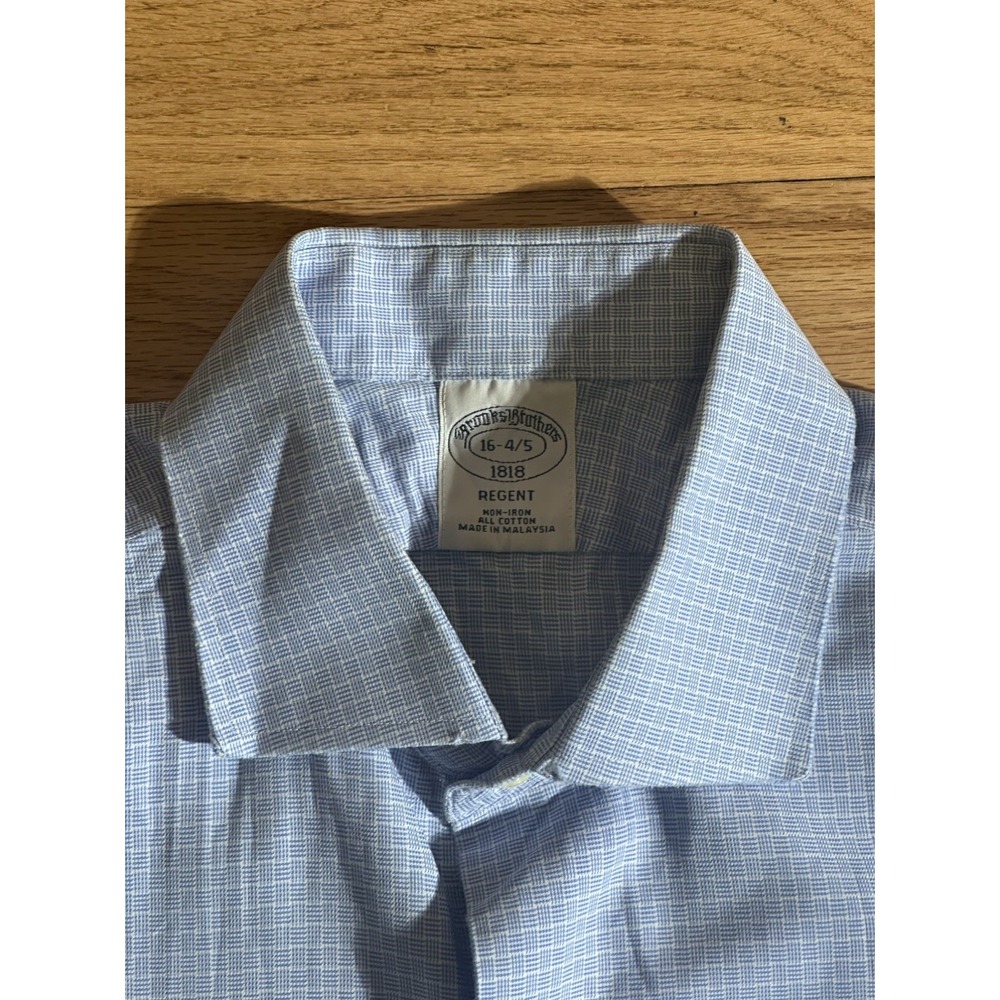 Brooks Brothers Regent Fit Dress Shirt Men's Size 16 Blue Check Supima Cotton